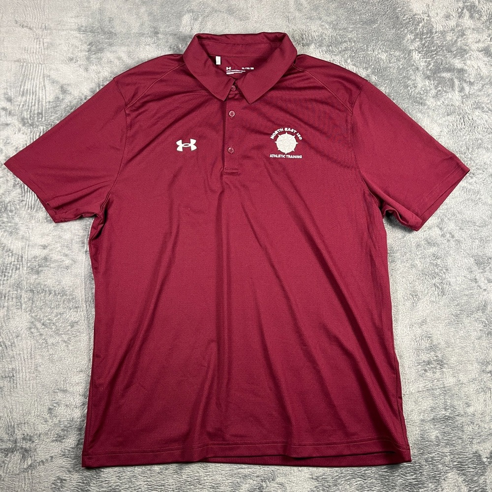 Under Armour Polo Shirt Mens XL Maroon NEISD Athletic Training Embroidered Golf